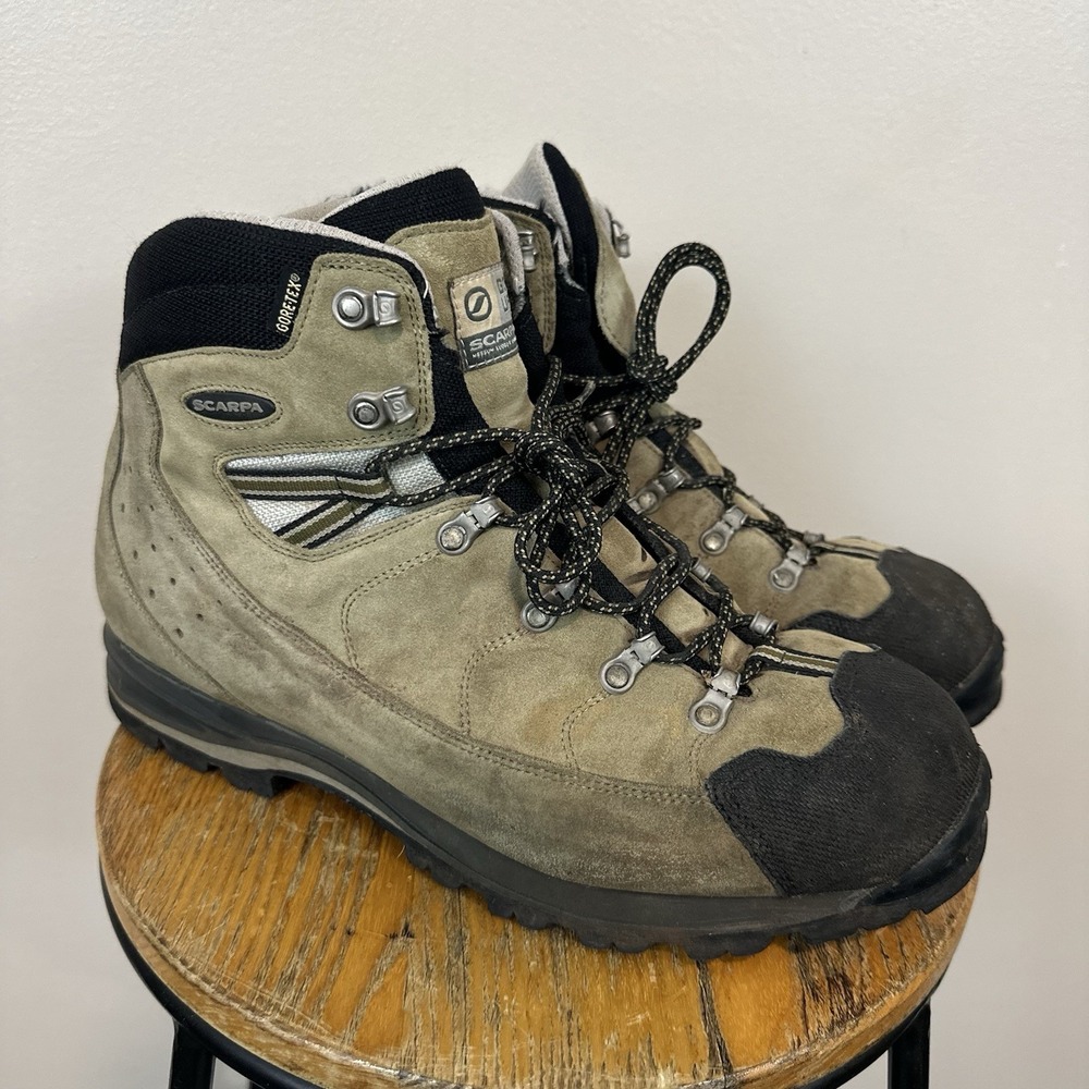 SCARPA Mustang GTX Gore-TEX Beige Black Hiking Climbing Boots Mens 12 Read